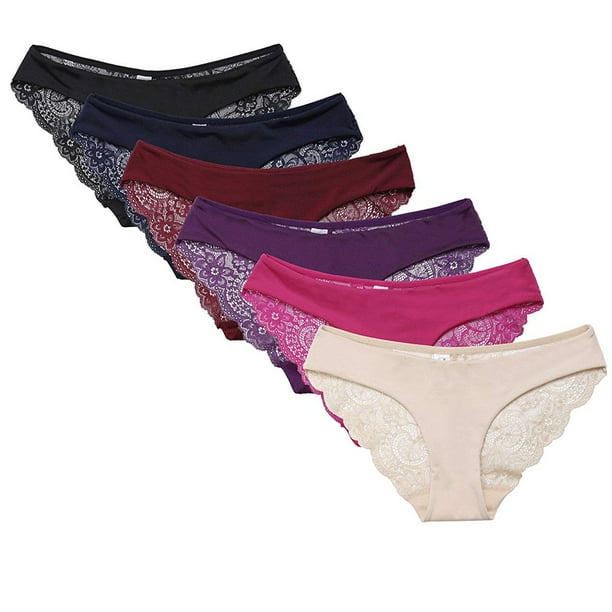 Charmo Women's Underwear Lace Back Bikini Cheeky Panties Pack of 6
