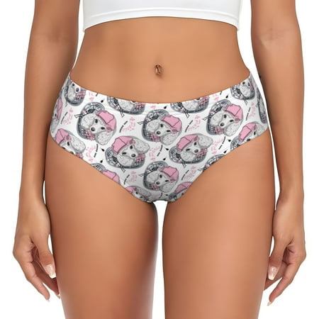 Womens Underwear - Artistic Cute Poodle Dog Pink No Show Seamless Underwear for Women  Soft Stretch Womens Panties  Hipster Ladies Panties Bikini Underwear Briefs