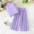 thumbnail image 4 of XXWXYD Girls 2 Piece Outfits Double Breaste𝖽 Lapel Collar Suit Vest and Pleated Wide Leg Pants Sets for Kids 2-9 Years Toddler Girl Vacation Outfits, 4 of 8