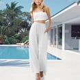 thumbnail image 2 of Splozh School Pants 4-15 Years Summer Linen Trousers for Girls Lightweight Wide Leg Casual Trousers Pockets Beach Trousers,White,12-13 Years, 2 of 6