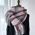 thumbnail image 2 of Winter Scarf for Women Plaid Shawl Warm Flow Suger Scarf Check Tartan Warm Soft Shawls Wraps Fall Pink One Size, 2 of 5