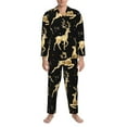 thumbnail image 4 of Bingfone Men'S Pajama Set 2 Piece Loungewear Pjs, Long Sleeve With Pajama Pants-Christmas Gold Deers, 4 of 9