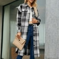 thumbnail image 4 of yievot Women's Long Plaid Shacket Long Sleeve Oversized Button Down Shirt Jacket Coat, 4 of 5