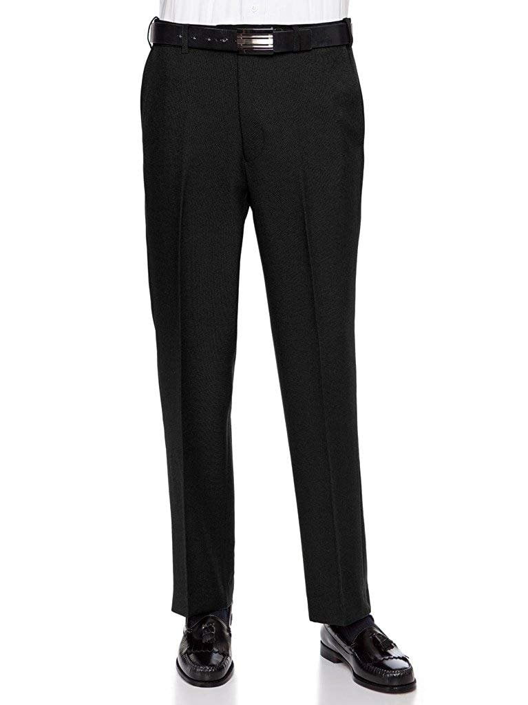 RGM Men's FlatFront Comfort Waist Dacron Dress Pant Black 54 Short