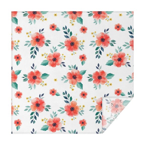 Pioneer Flower Floral Print Pattern Square Tablecloth, Waterproof Wipeable Spillproof Washable Table Cover for Home Kitchen Party and Daily Decor 60"x60"