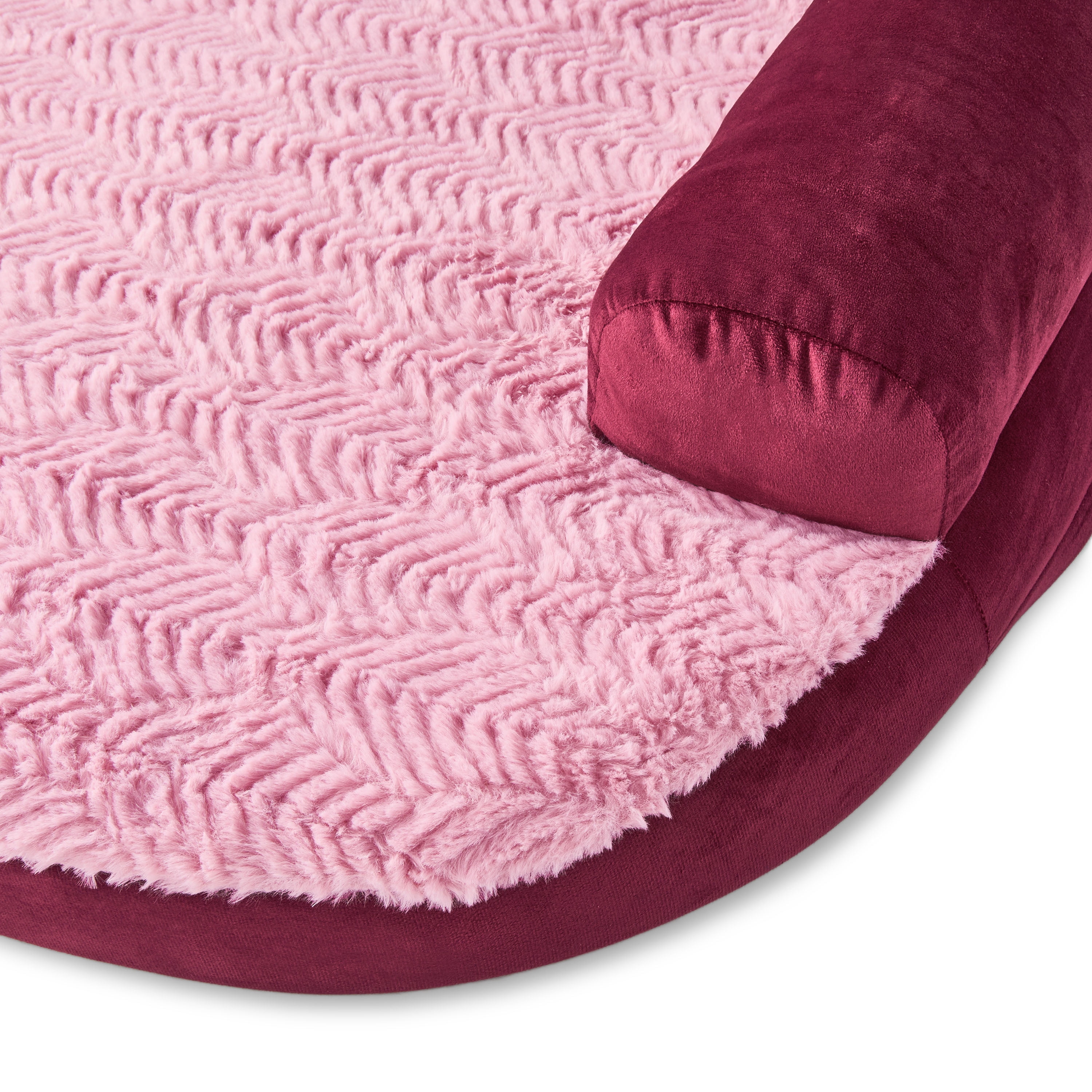 Vibrant Life Medium Round Corner Sofa Style Dog Bed, Red, 25" x 35"