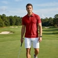 thumbnail image 6 of Trgacdwlo Ice Silk Mens Polo Shirts Quick Dry Cooling Short Sleeve Workout Shirts for Men Collared Sun Protection Men's Golf Shirts Red L, 6 of 7