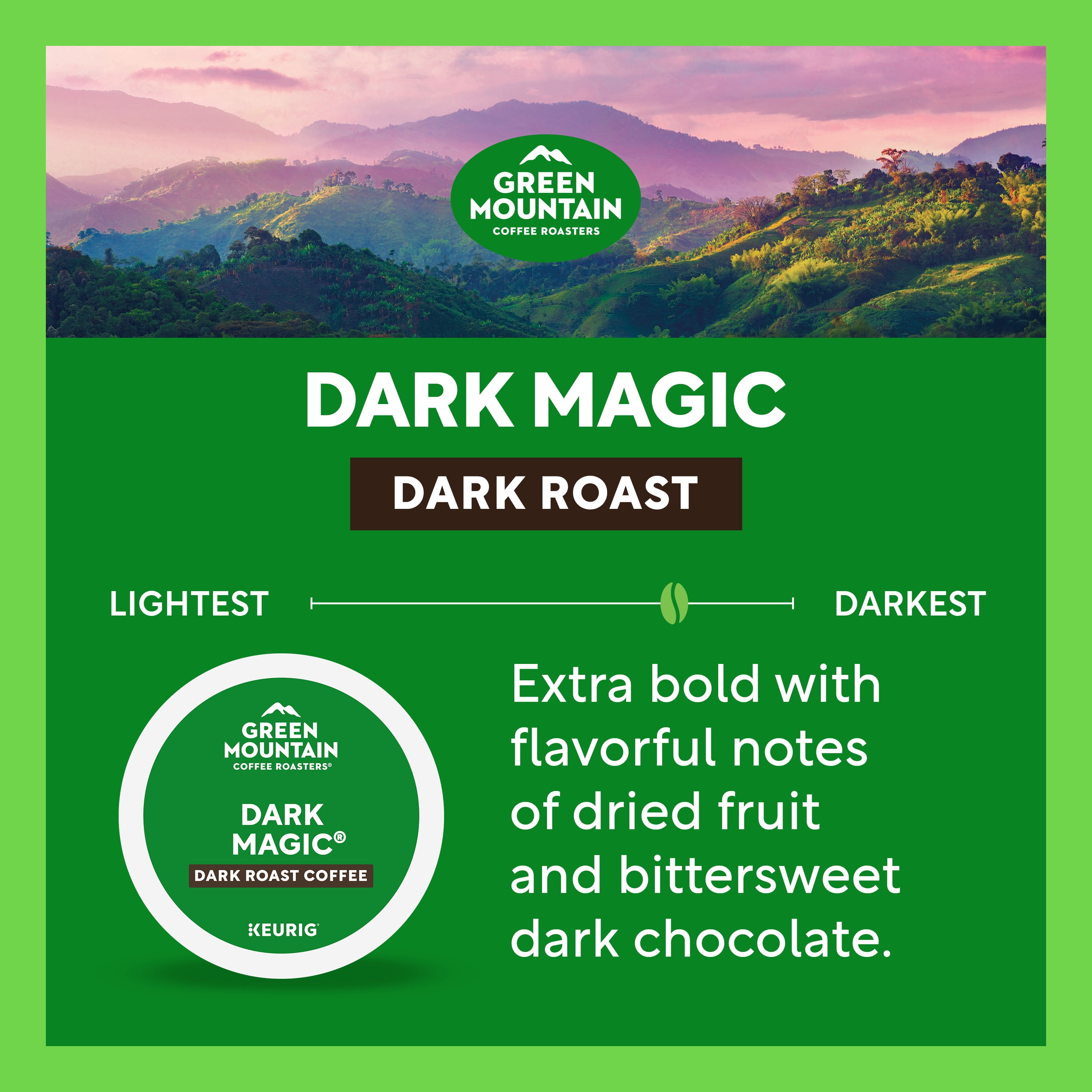 (4 pack) Green Mountain Coffee Roasters, Dark Magic Dark Roast K-Cup Coffee Pods, 24 Count