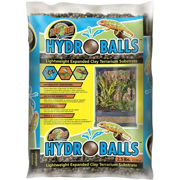 Zoo Med HydroBalls Lightweight Expanded Clay Terrarium Substrate, 2.5 Pounds