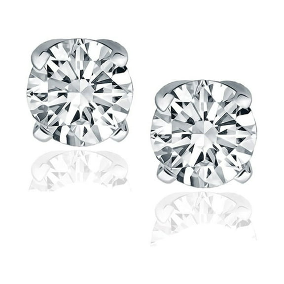 14k White Gold Diamond Four Prong Stud Earrings (1/2 cttw)