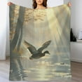 thumbnail image 3 of nygtbtfer Hunting Duck Throw Blanket, Scenery Flannel Blanket Plants Blankets for Kids Girls Men Room Decor,Nature Lake Life Sherpa Blanket,for Chair/Sofa 50x60in, 3 of 6