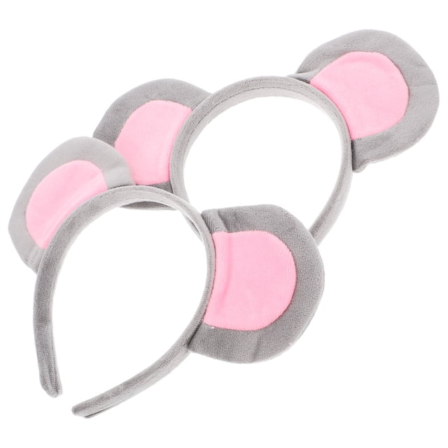 WEUVEB Multi Color Cute Mouse Ears Headband for Parties Adjustable Cloth Cosplay Accessory 2pcs