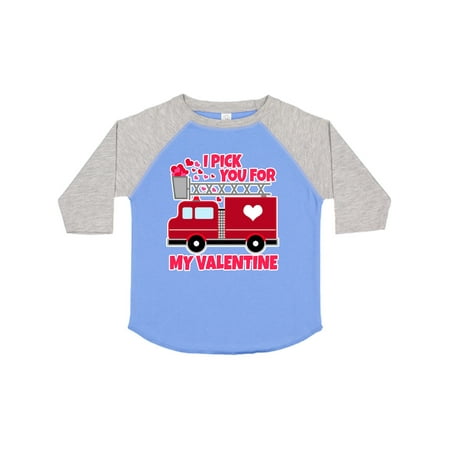 

Inktastic I Pick You for My Valentine with Red Firetruck Gift Toddler Boy or Toddler Girl T-Shirt