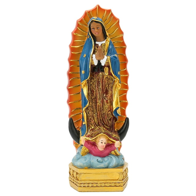 Figura de Guadalupe cristiana pintada a mano Estatuas de la Virgen María de la buena suerte Figura de Nuestra Señora de Guadalupe para decoración de mesa