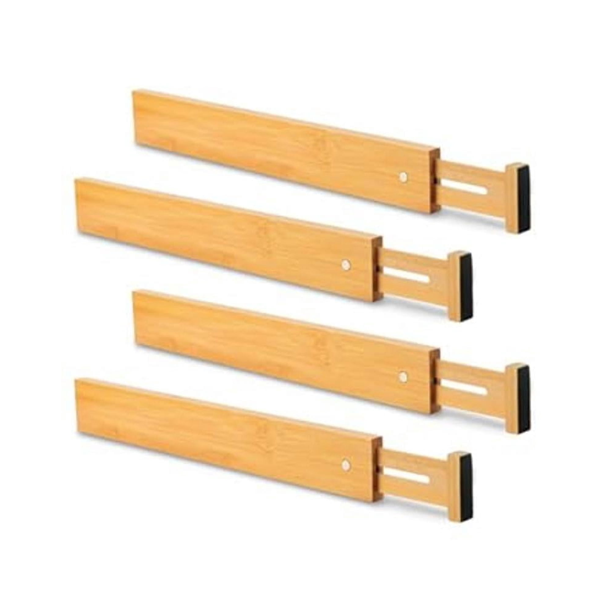 4PC 16.8-21.8 Inches Adjustable Bamboo Drawer Dividers, Expandable Kitchen Drawer Organizer for Large Utensils, Drawer Separators Organizationw