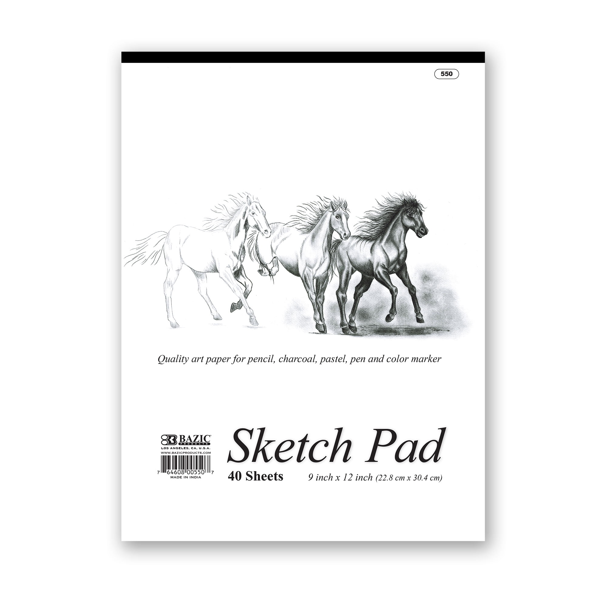 BAZIC Sketch Pad 40 Sheet 9" X 12", White Sketchbook Drawing Pads