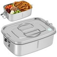 thumbnail image 2 of Stainless Steel Bento Box with Handle Leakproof Stainless Steel Food Container with 2 Compartment 1.1L Stainless Steel Lunch Box Reusable Metal Lunch Box Portable for Home Office School 7, 2 of 10