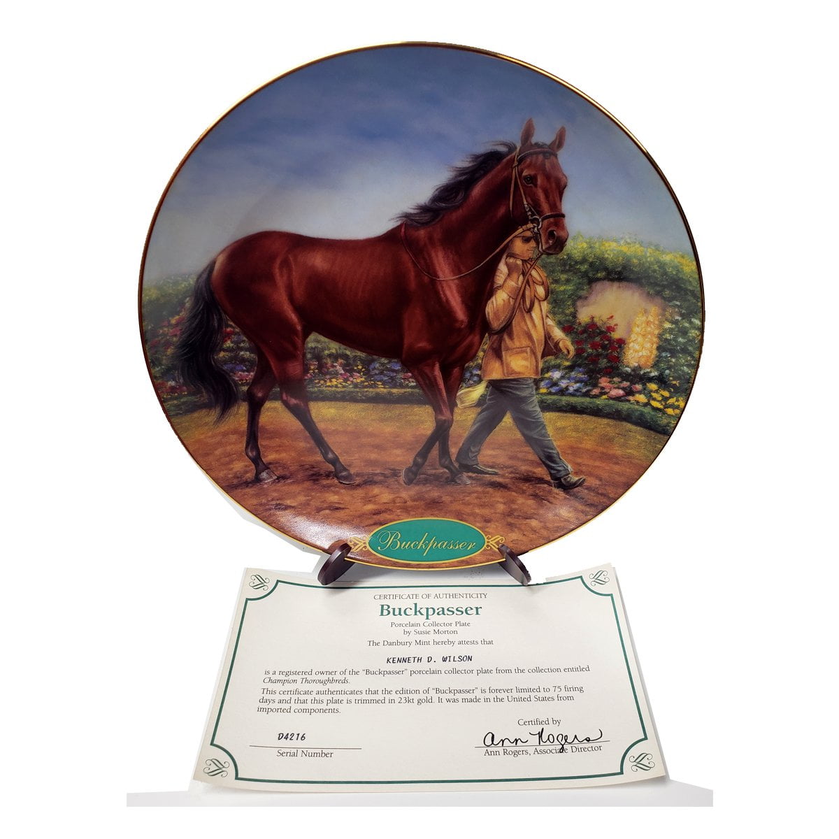 Danbury Mint Race Horse Collector Plate "Buckpasser" Champion