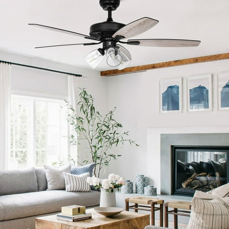 

52 Inch Farmhouse Ceiling Fan with Light & Remote 3-Speed Reversible Blades Lamp
