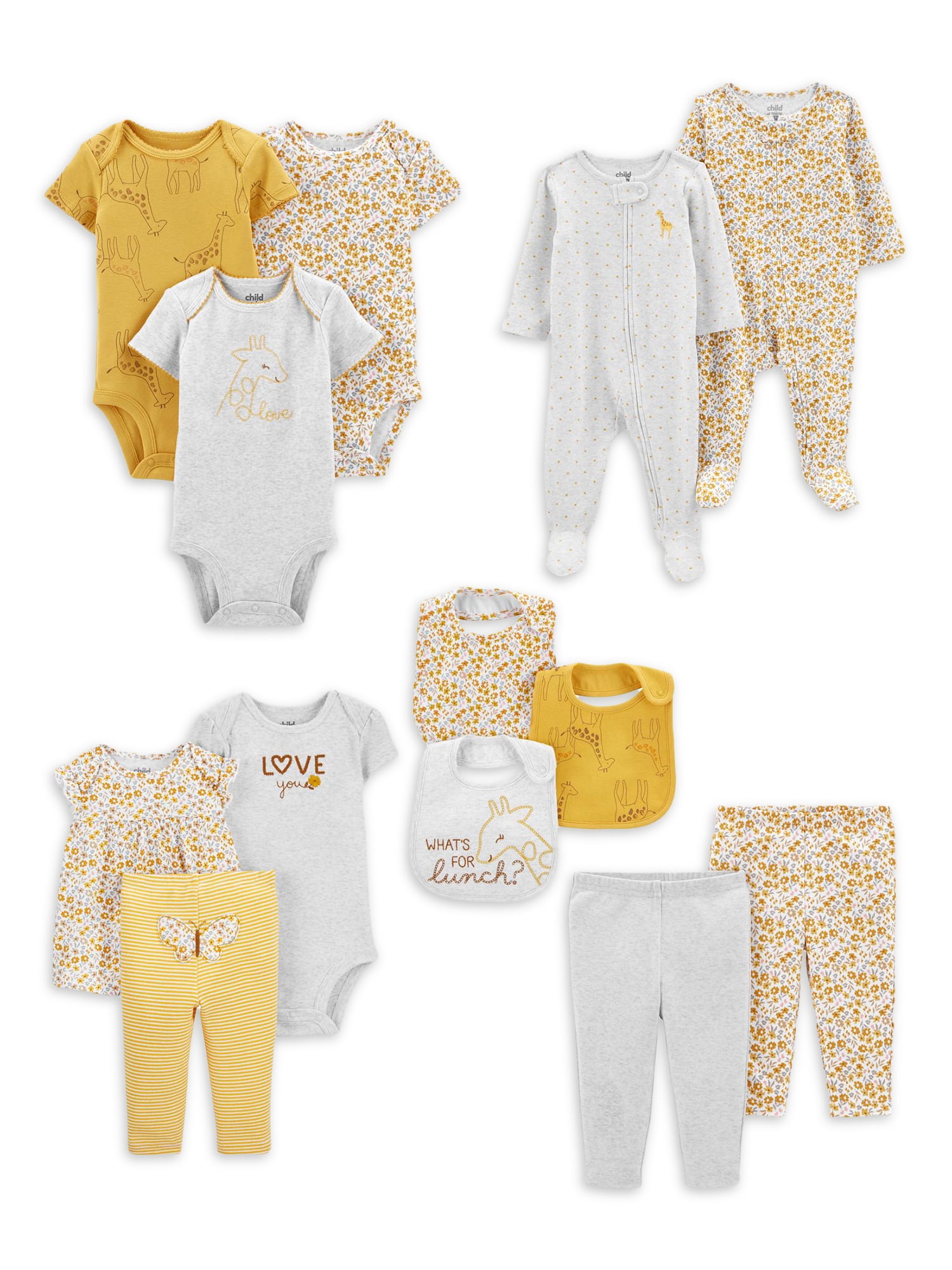 neef Spanje grafisch Carter's Child of Mine Baby Girl Bodysuits, Pants, Outfit Set, Sleep N'  Play, & Bibs, 13-Piece, Preemie-9M - Walmart.com