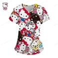 thumbnail image 2 of Uniforme de enfermera con estampado de Hello Kitty para mujer, uniforme de enfermería con bolsillo, camisa de trabajo para enfermeras, personal de enfermería, 2 of 4