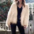 thumbnail image 2 of Clearance! Mifelio Faux Fur Coat Women's Solid Color Faux Coat Long Sleeves Jacket Outerwear Tops Warm Winter Winter Coats for Women Khaki L, 2 of 9