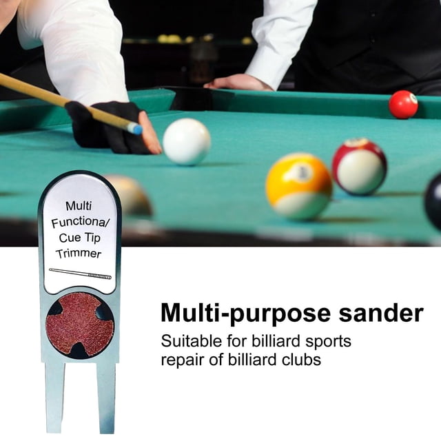 LJNYFDC Rust-resistant Tapper with Sandpaper Billiards Pool Cue Tip Sander Solid Aluminum Alloy U Shaped Billiard Accessories Multi Functional Long Service Life Hammer Chalk