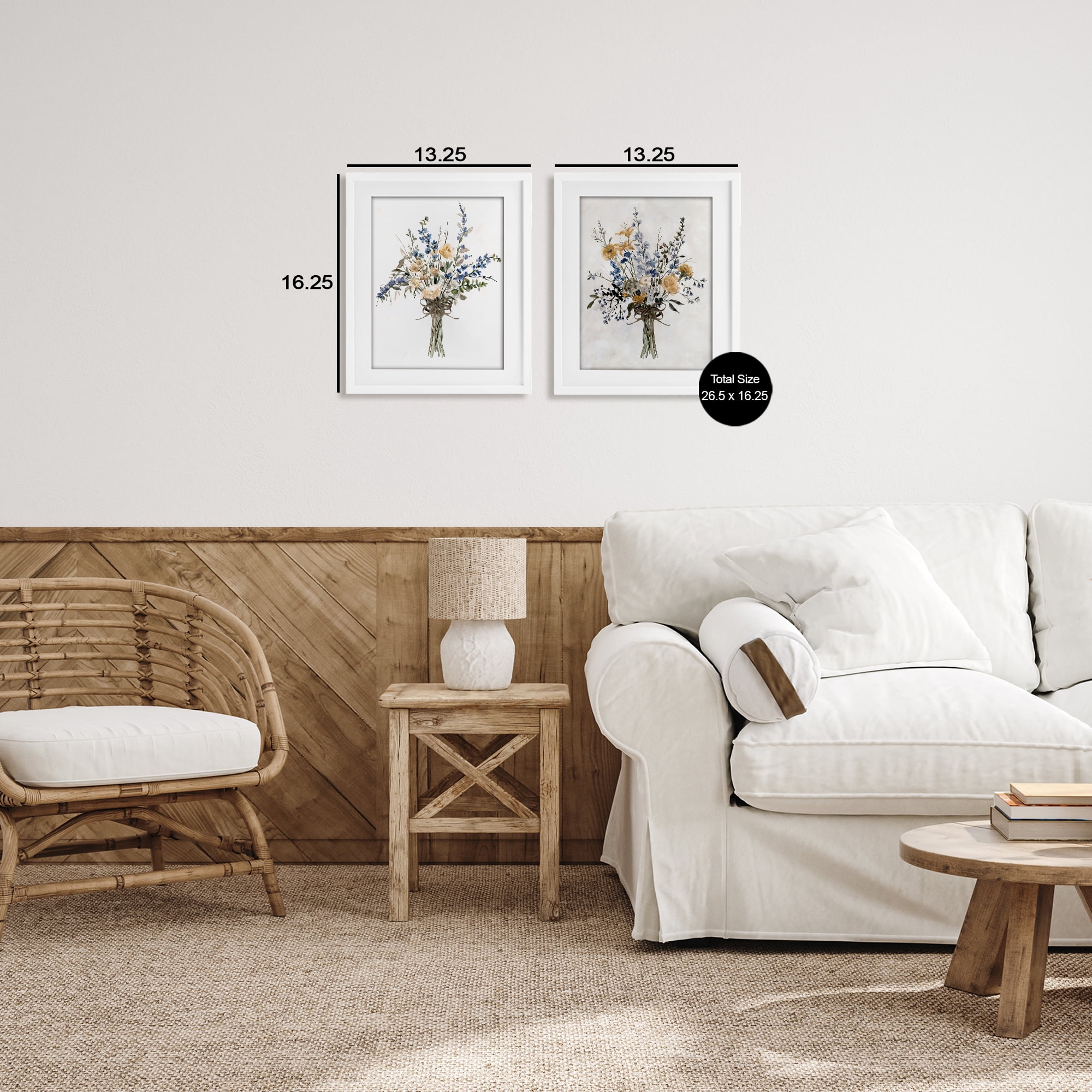 Stupell Industries Bushels of Herbs 2 Piece White Framed Print Under Glass Set, design by Carol Robinson