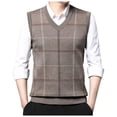thumbnail image 2 of FINALGANG Men's Knitted Sweater Vest Winter Thermal Plaid Pattern Relaxed Fit Pullover Sleeveless V Neck Jumper For Cold Weather Leisure Knitwear, 2 of 9