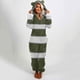 thumbnail image 1 of Mono de invierno para mujer con capucha y bloques de color, mono de felpa de manga larga, chaqueta acolchada, 1 of 4