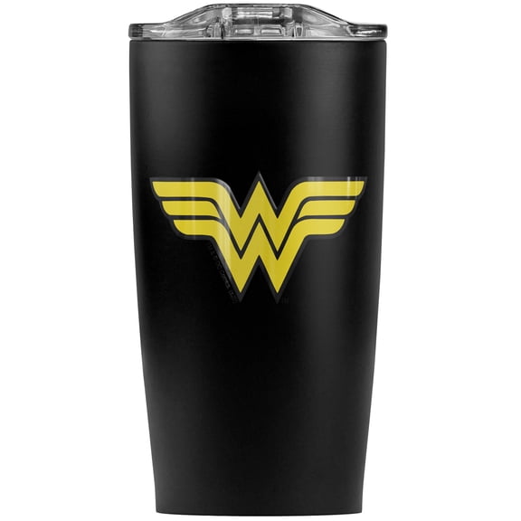 Wonder Woman Classic W Logo Stainless Steel 20 oz Travel Tumbler, Vacuum Insulated & Double Wall with Leakproof Sliding Lid | Great for Coffee/Hot Drinks and Cold Beverages