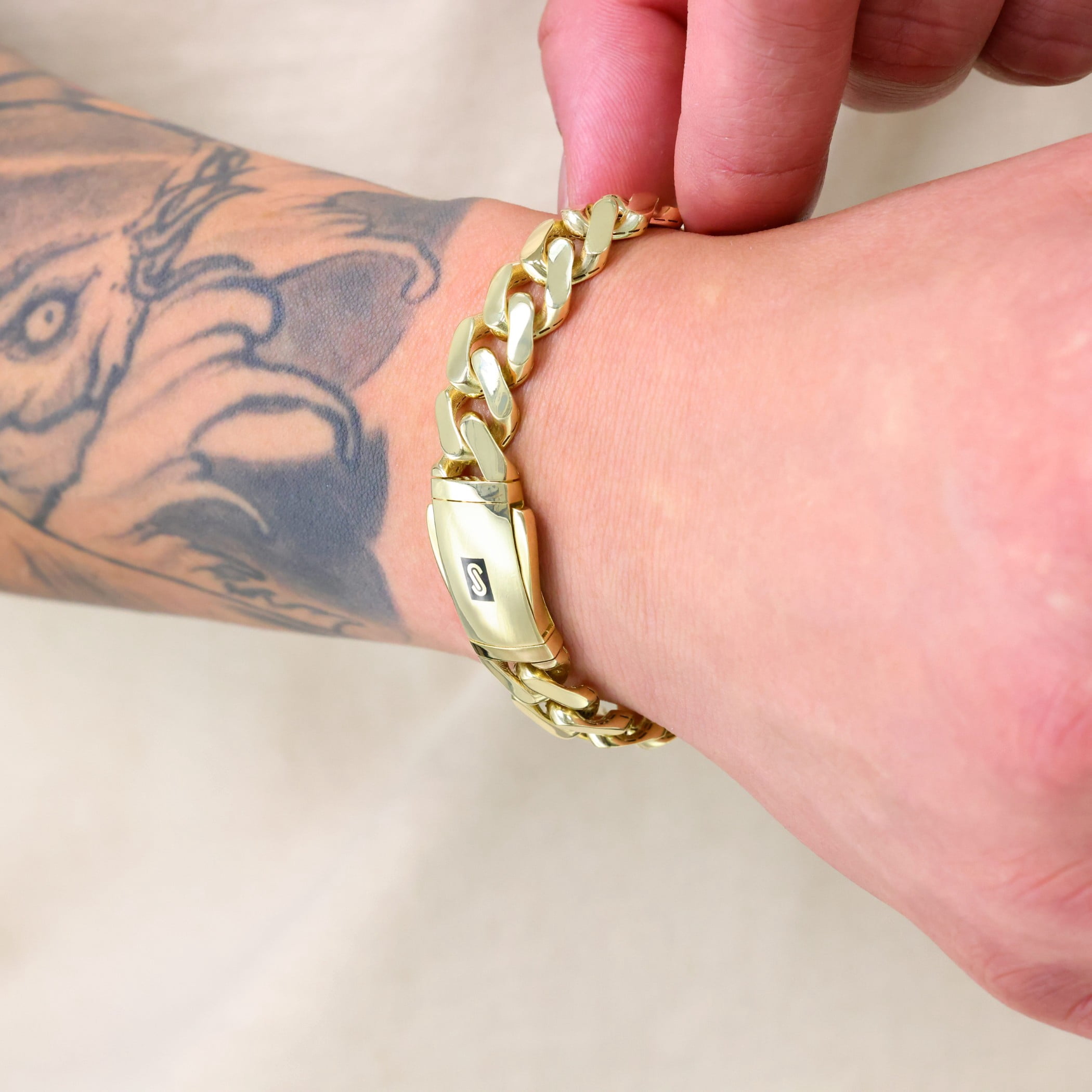 Nuragold 10k Real Yellow Gold Royal Monaco 11mm Miami Cuban Link Bracelet (7"-9") Italian Jewelry for Men & Women