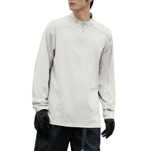 Men's Performance Long Sleeve T-Shirt Breathable Workout Running Athletic Top with Half Zip Design for Active Mens Work Shirts Summer Basic Tee Shirts