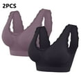 thumbnail image 5 of Womens Sports Bras 2 Pack Plus Size Solid Color Lace No Underwire Push Up Wireless Bra Comfort Seamless Soft Sleep Bralette High Support Yoga Workout Bra Smoothing Comfort Lightly T-Shirt Bra, 5 of 9