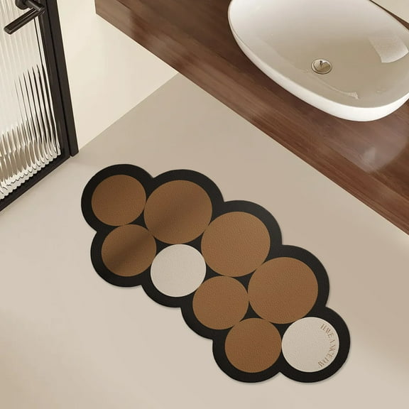 Yokan Diatomite Floor Mat, Absorbent Bathroom Mat, Non-Slip Diatomite Bath Mat for Bathroom Storage, Quick-Drying Bathroom Rug, Black/Brown, Ideal for Bathroom Decor, 40x60cm