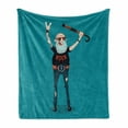 thumbnail image 1 of Retirement Party Soft Flannel Fleece Throw Blanket, Cartoon Illustration of Rock and Roll Music Fan Senior Man with Stick, Cozy Plush for Indoor and Outdoor Use, 70" x 90", Multicolor, by Ambesonne, 1 of 6