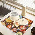 thumbnail image 2 of Yayeee Dish Drying Mat for Kitchen Counter 16" x 18" Microfiber Super Absorbent Coffee Decorative Pad, Blooming Flowers, 2 of 9