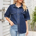 thumbnail image 6 of Deal of the Week Ofreoo Women's Fashion Color Lapel Look SlimmerSleeve Denim Jacket Coat for Women, 6 of 7