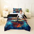 thumbnail image 4 of Homewish Tree Of Life Botanical Art Twin Comforter Sets,Watercolor Gradient Bedding Set,Black Reversible,2-Piece,1 Comforter and 1 Pillowcase, 4 of 7