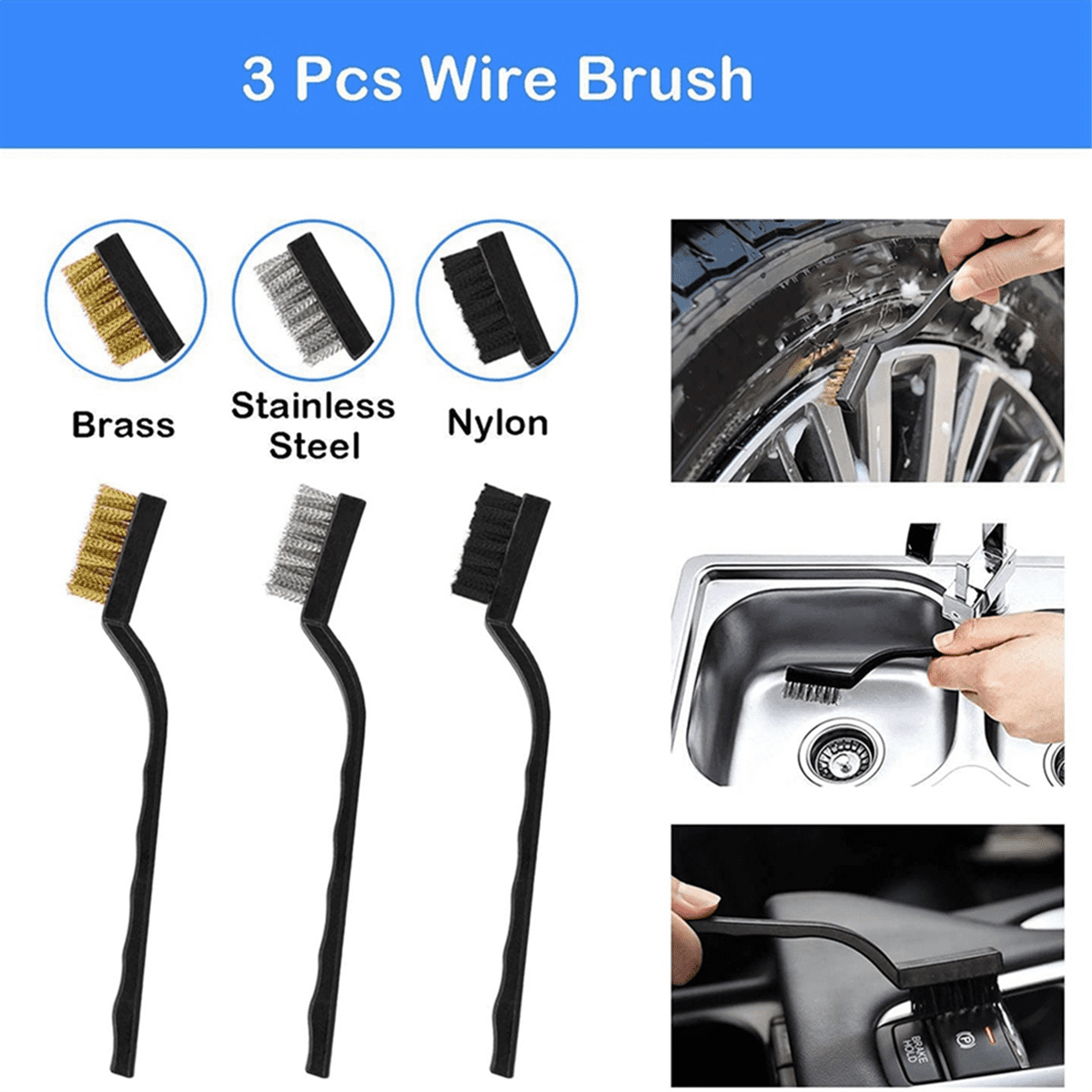 Car Detailing Brush Set, Car Wheel Tire Brush Set, Car Detailing Kit for Cleaning Wheels, Interior,Exterior,1 x car wash brush set (11pc),Photo Color