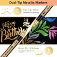 thumbnail image 2 of Metallic Marker Pens, 12 Colors Dual Tip Acrylic Paint Pens for Black Paper, Scrapbooking, Photo Album, Rock Painting, Paint Marker for DIY Arts & Crafts, Glass, Wood, Card Making, Scrapbook Supplies, 2 of 16