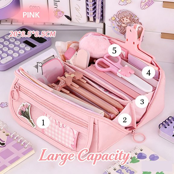 KOYPTL Multifunctional Pencil Case Sketch Pencil Large Capacity Pouch Box with Multilayer Multi-Color Stationery Storage Organizer Bag Study Class Home Office Supllies