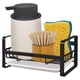 thumbnail image 1 of Soporte para jabón de platos para fregadero de cocina, espacio de almacenamiento de acero inoxidable con bandeja de goteo extraíble para secar sobre encimera, fondo hueco que mejora el drenaje, 1 of 7