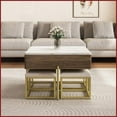 thumbnail image 5 of Modern Lift-Top Coffee Table Set with 4 Ottomans, Space-Saving Storage for Living Room, White/Walnut, 5 of 26