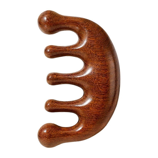 Masajeador de cuero cabelludo de madera para el crecimiento del cabello, peine Gua Sha de sándalo que mejora la circulación.