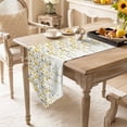 thumbnail image 2 of Flower Yellow Table Runner 48 Inches Long Grey Cherry Blossoms White Background Table Runners for Dining Room Tabletop Dresser Scarf Home Party Banquet Wedding Holiday Decoration, 2 of 9