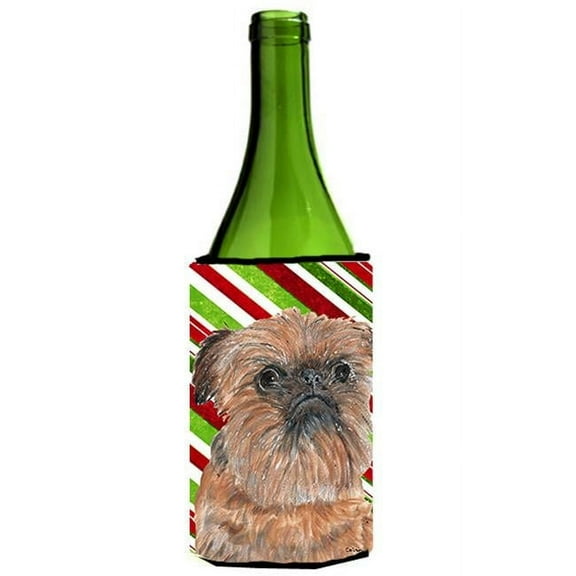 Brussels Griffon Candy Cane Christmas Wine bottle sleeve Hugger - 24 oz.