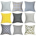thumbnail image 3 of Holloyiver Farmhouse Pillow Covers 15.7x15.7Inch, Modern Accent Square Throw Pillow Covers, Striped Patchwork Linen Decorative Pillows Cushion Covers for Couch Chair Bedroom Decorations, 3 of 7