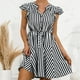 thumbnail image 2 of Vestido casual HUOGUO con estampado de rayas y cuello en V de manga corta para mujer, 2 of 5