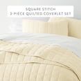 thumbnail image 2 of Noble Linens Yellow Square Pattern Quilted Coverlet Set, Twin / Twin XL, 2 of 12